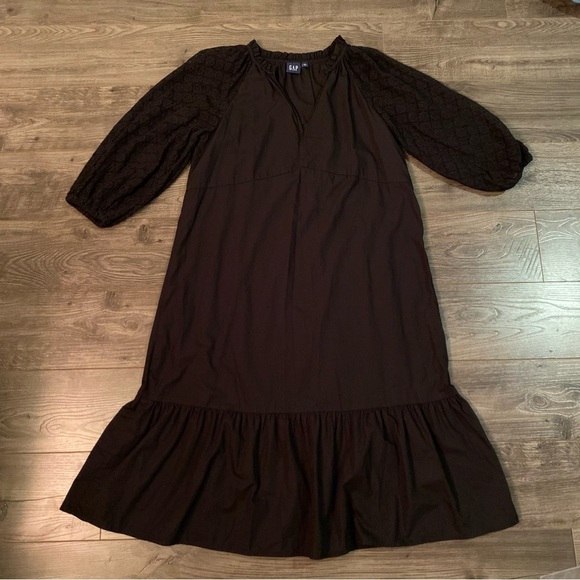 Gap Dress Midi lace sleeve 100% Cotton poplin body shift fit pullover style - Picture 6 of 9